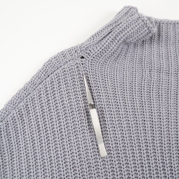 AMERICAN EAGLE Oversized Fit blue grey knit turtleneck sweater size XS/S - Picture 7 of 10
